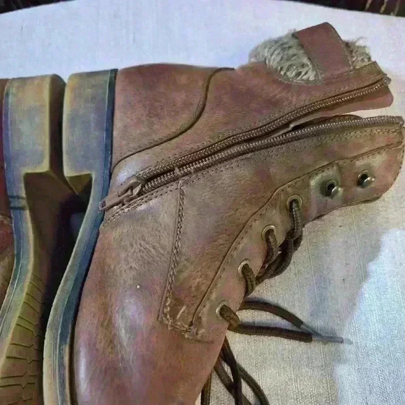 SO Authentic American Heritage Womens Ankle Combat Boots Sweater Lace Up Tan - Picture 11 of 16